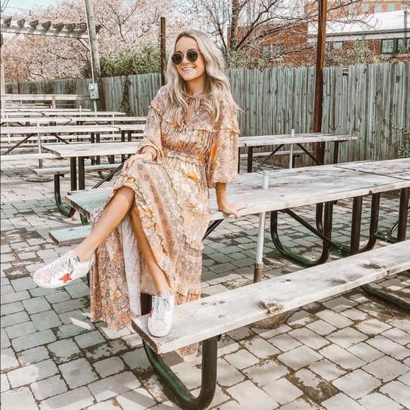 Long Sleeve Boho Floral Gypsy Print Maxi Dress - Picture 12 of 16